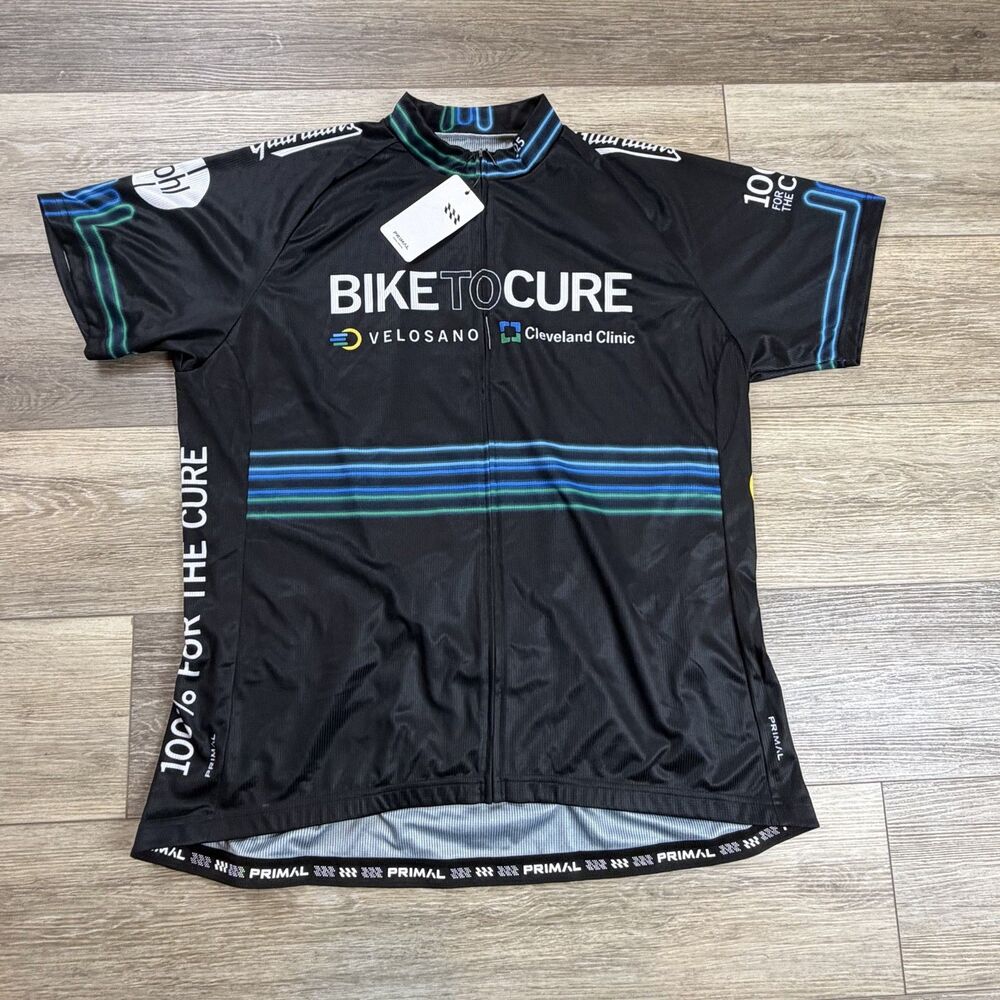 Primal Bike To Cure 25 Cycling Jersey Womens 3XL Black VeloSano SPF 35+ Full Zip